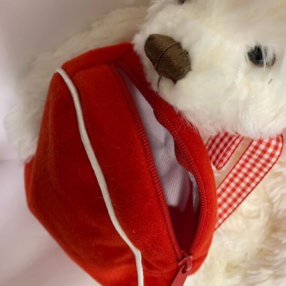 Hallmark White Bear With Red Velvet Zipper Gift Pouch Valentines Love Gift 6X 5 - Picture 4 of 16